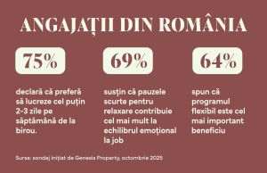 Sondaj Genesis Property: Angajaţii resimt tot mai mult stresul la job. Biroul şi socializarea cu colegii, ancore de echilibru şi stabilitate