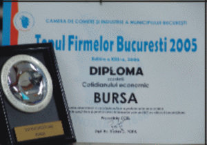 Camera de Comerţ şi Industrie din Bucureşti a acordat ziarului "Bursa" un premiu special