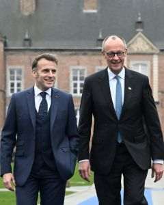Emmanuel Macron - Preşedintele Franţei, stânga şi Friedrich Merz - Cancelarul federal al Germaniei, dreapta Sursă foto: Facebook / Germany in the EU