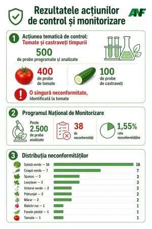ANF: Tomatele, cele mai controlate legume, cu o singură neconformitate
