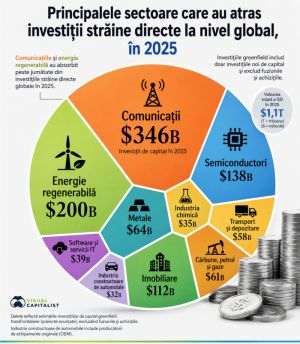 Comunicaţiile şi energia regenerabilă atrag cele mai multe investiţii străine directe de la zero
