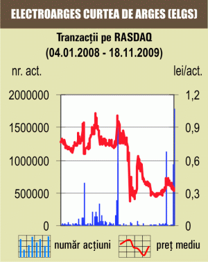 Acţiunile "Electroargeş" Curtea de Argeş au urcat cu 12,5%