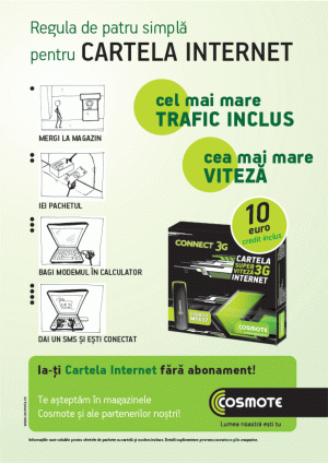 Utilizatorii Cartelei Internet pot naviga pe internet cu viteze de până la 21.6 Mbps