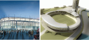 Stadion Bucureşti (stânga), Stadion Cluj (dreapta)