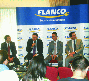 De la stânga la dreapta: Andrei Cioanca - Casa de Insolvenţă Transilvania, Adrian Olteanu - CEO Flanco, Iulian Stanciu - Asesoft şi Claudiu Corcodel - KPMG România.