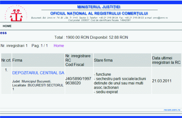 Incertitudini asupra sediului Depozitarului Central
