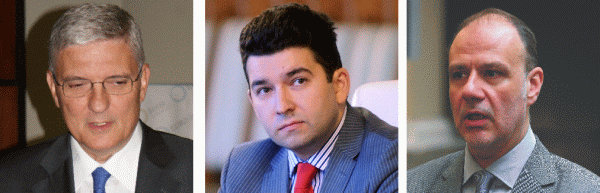 Daniel Dăianu (stânga) şi Liviu Voinea (centru) ar putea fi interesaţi de poziţia de viceguvernator deţinută de Cristian Popa.