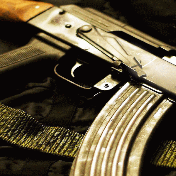 The machine gun is there, but where's the old lady?