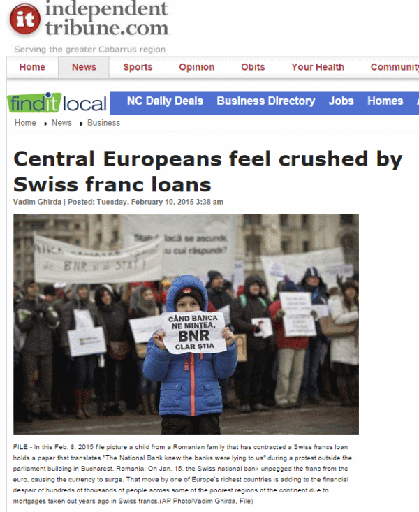 Cetăţenii din Europa Centrală şi de Est sunt "striviţi" de creditele ipotecare în franci elveţieni