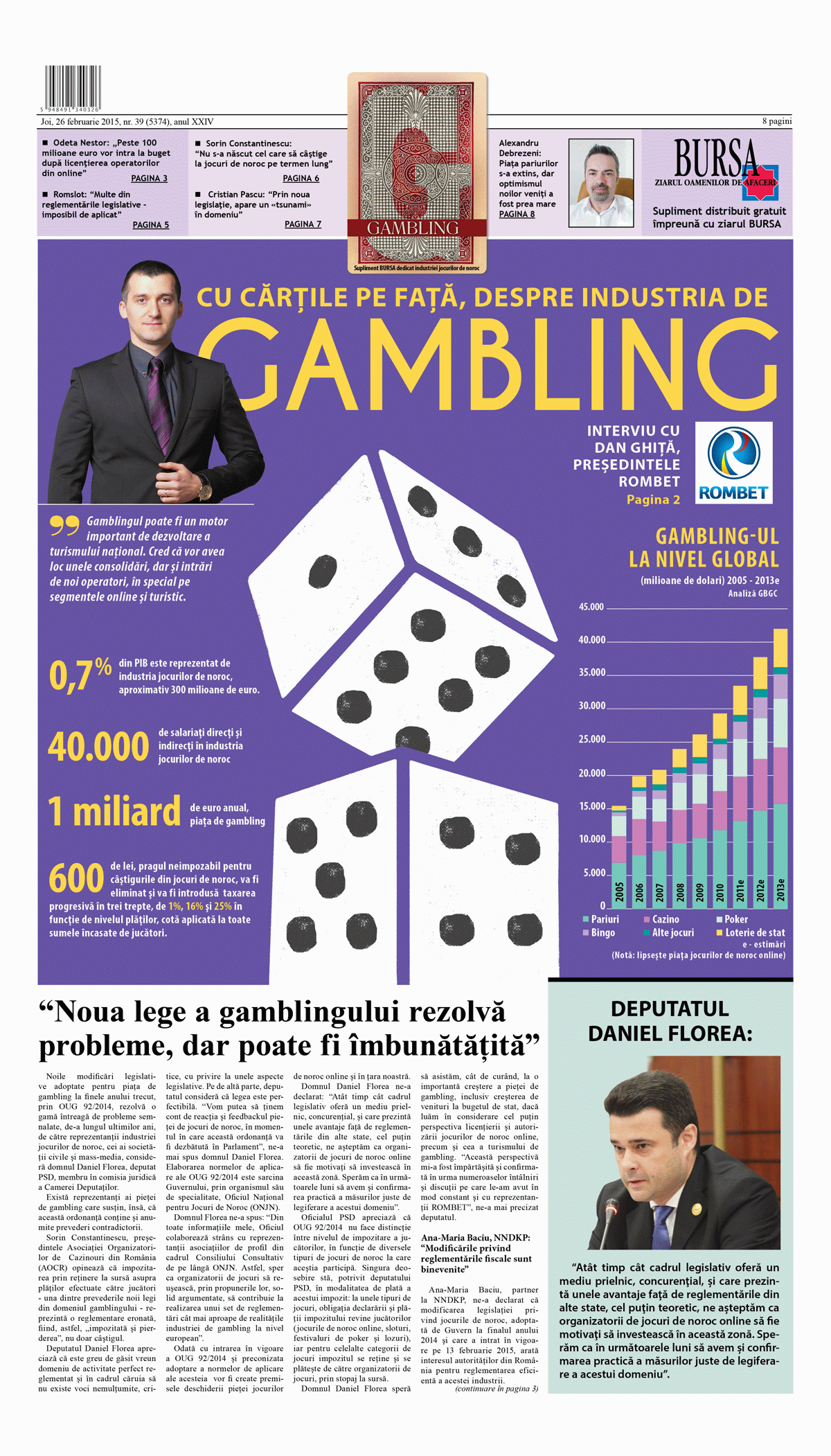 "Noua lege a gamblingului rezolvă probleme, dar poate fi îmbunătăţită"