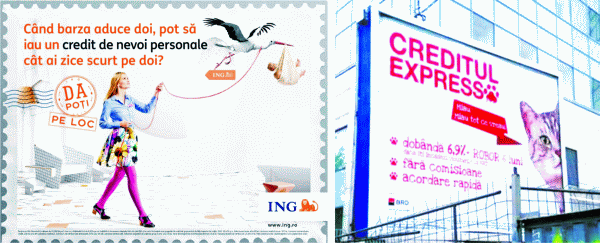"Iubi" de la ING şi "Miau" de la BRD promovează creditele rapide