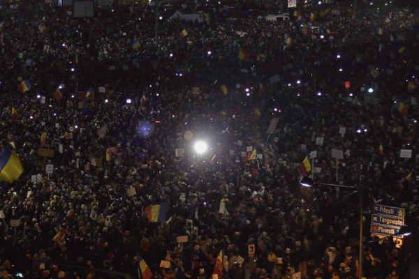 Protest Piaţa Victoriei, 5 februarie (Sursa foto: captură Youtube)