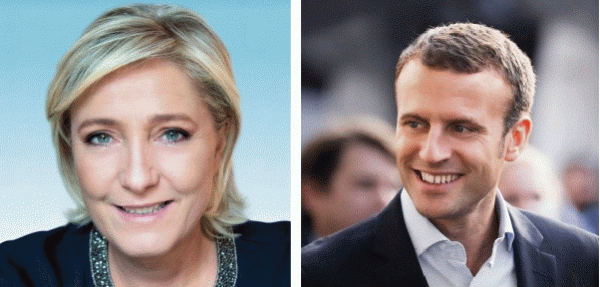 Marine Le Pen şi Emmanuel Macron