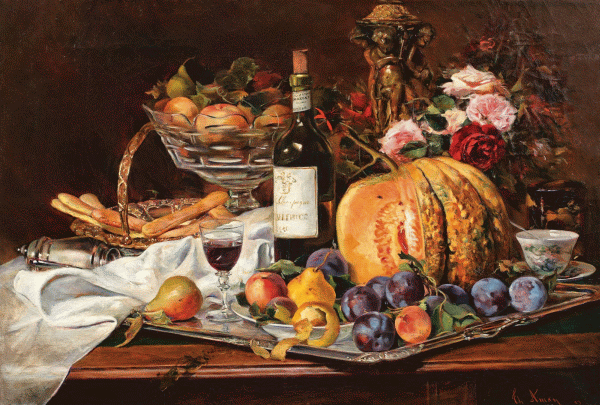 Theodor Aman - "Natură statică cu fructe şi vin franţuzesc"