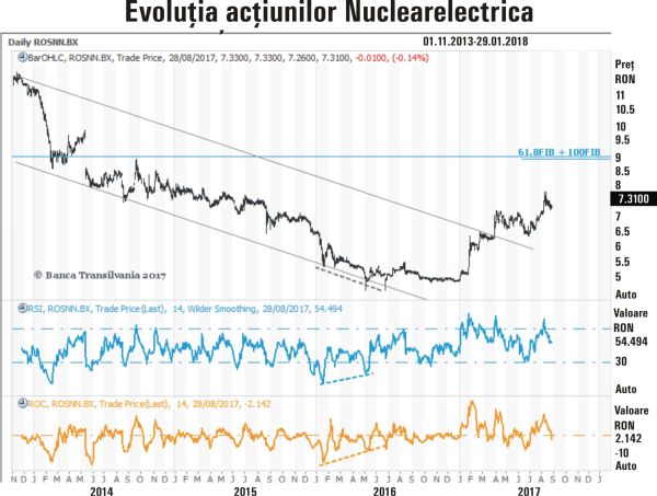 Performanţă mai bună decât a indicelui energetic, pentru cotaţia "Nuclearelectrica" 