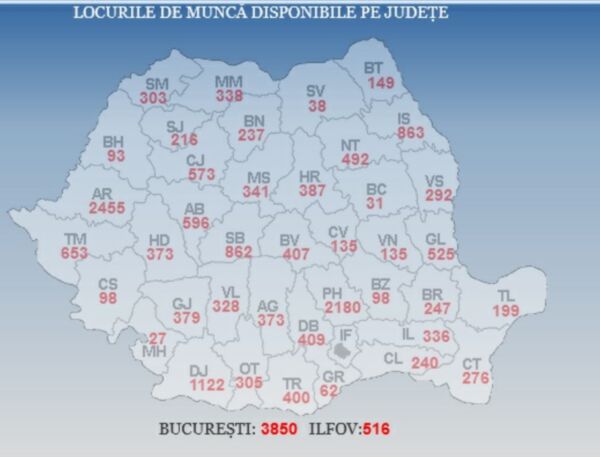 Harta locurilor de muncă vacante 