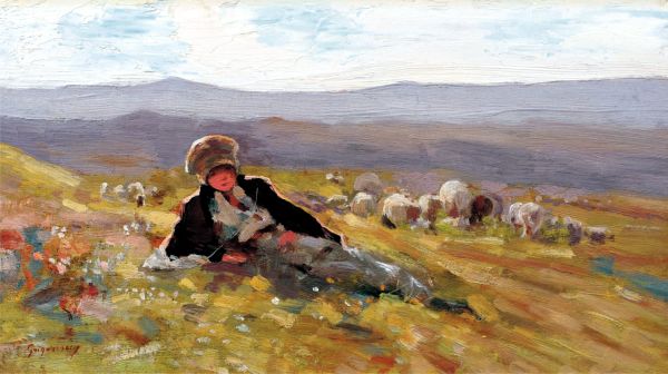 Nicolae Grigorescu- Ciobănaş cu turma de oi