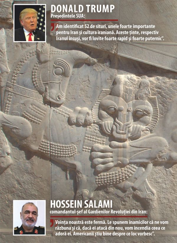 Basorelief "Lupta dintre taur şi leu" din Persepolis (Iran) - scenă interpretată divers, inclusiv ca simbol al Nowruz (Ziua Anului Nou Persan) - ziua echinocţiului de primăvară când se înfruntă taurul (personificarea Pământului) cu leul (personificarea Soarelui), într-o luptă eternă în care au puteri egale.