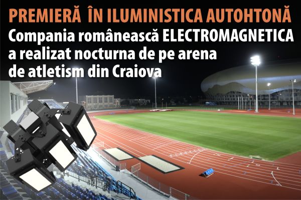 Compania românească ELECTROMAGNETICA a realizat nocturna de pe arena de atletism din Craiova