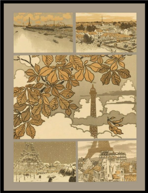 Henri Riviere (1864-1951), "Cele 36 de vederi ale Turnului Eiffel", litografii în cinci culori, 1902