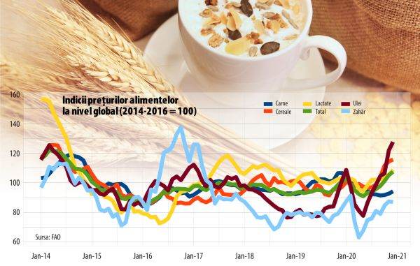 Preţurile alimentelor şi-au continuat creşterea şi în ultima lună a anului trecut