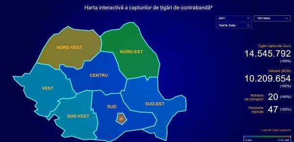  14 milioane de ţigarete de contrabandă, capturate în primele trei luni ale anului 2021