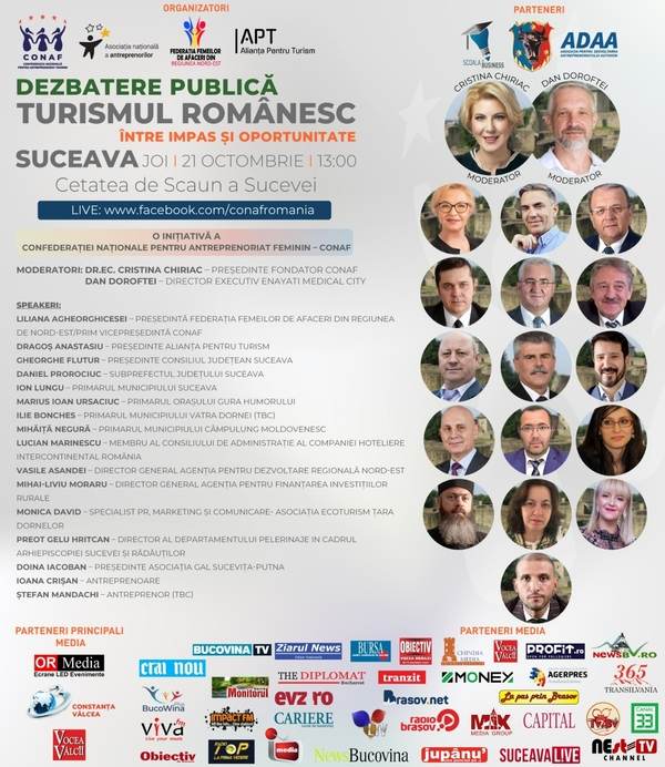 Cetatea de Scaun a Sucevei găzduieşte a patra dezbatere publică naţională "Turismul Românesc: Între impas şi oportunitate"