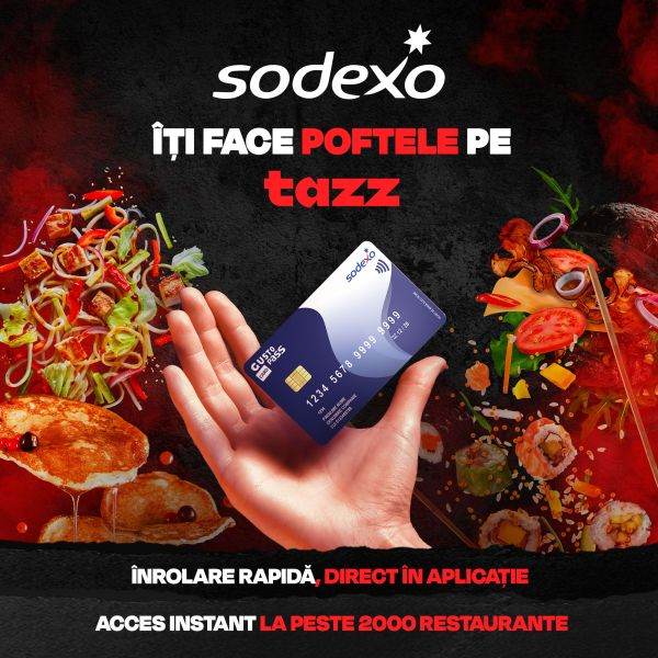 Cardul de masă Gusto Pass poate fi folosit în restaurantele disponibile în aplicaţia Tazz