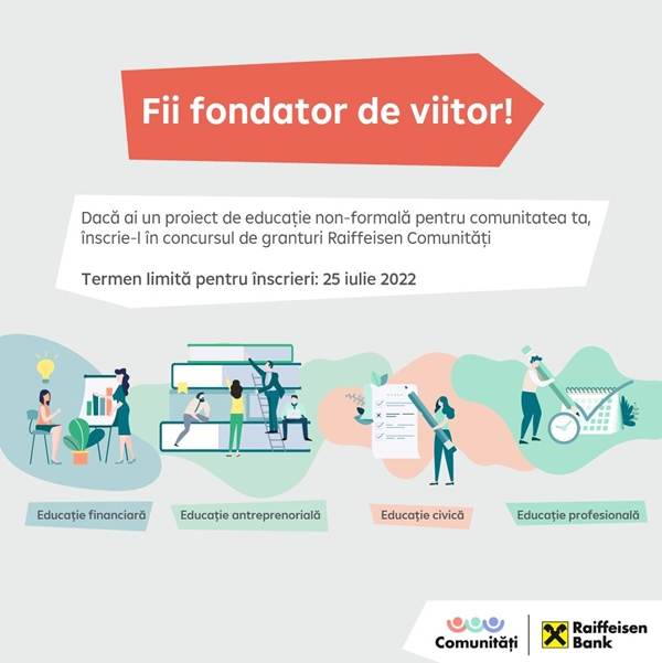 Raiffeisen Bank acordă finanţări nerambursabile totale de 500.000 de lei pentru proiecte de educaţie