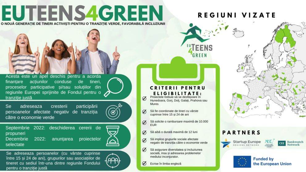 EUTeens4Green a lansat o cerere de candidaturi pentru mai multe regiuni