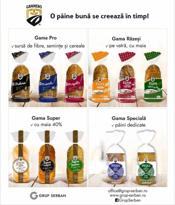 Grup Şerban Holding relansează patru game de produse de panificaţie sub brandul Granero