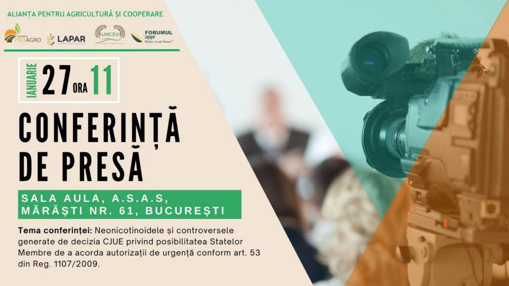 Alianţa pentru Agricultură şi Cooperare, conferinţă despre acordarea autorizaţiilor pentru utilizarea neonicotinoidelor