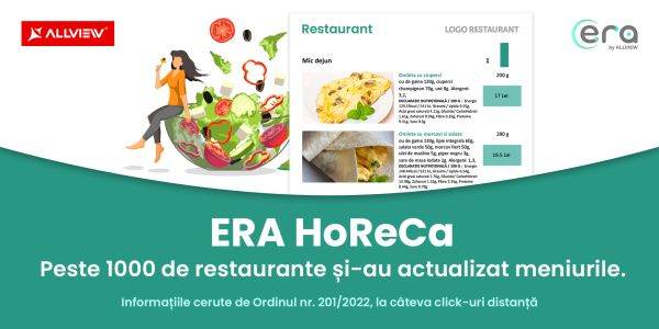 Prin intermediul aplicaţiei Era HoReCa, peste 1000 de restaurante şi-au actualizat meniurile conform cerinţelor ANPC