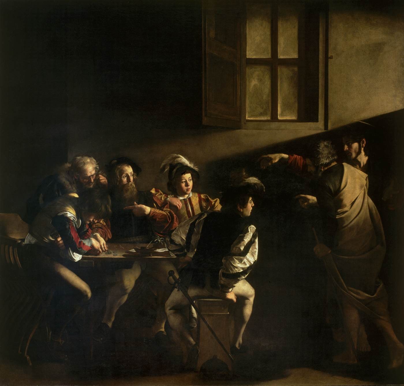 "Chemarea Sfântului Matei" (1599-1600) este un tablou de Caravaggio (1571-1610), care înfăţişează momentul în care Iisus Hristos îl inspiră pe Matei să-l urmeze:"9. Şi plecând Iisus de acolo, a văzut un om care şedea la vamă, cu numele Matei, şi i-a zis acestuia: Vino după Mine. Şi sculându-se, a mers după El.10. Şi pe când şedea El la masă, în casă, iată mulţi vameşi şi păcătoşi au venit şi au şezut la masă împreună cu Iisus şi cu ucenicii Lui". (Matei:9)Conform precizării lui Cristian Bădiliţă la traducerea Evangheliei după Matei (Editura Vremea/Buc./2015/pag.236), "vama" era un "birou de colectare a taxelor", iar vameşii erau socotiţi impuri, datorită contactului cotidian cu păgânii (ocupantul roman în numele căruia colecta taxele) şi dispreţuiţi pentru colaboraţionism.