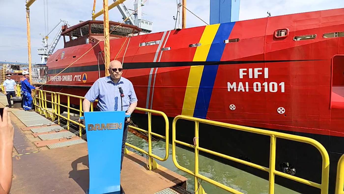 IGSU: A fost lansată la apă a doua navă multirol care poate interveni în situaţii de urgenţă pe mare