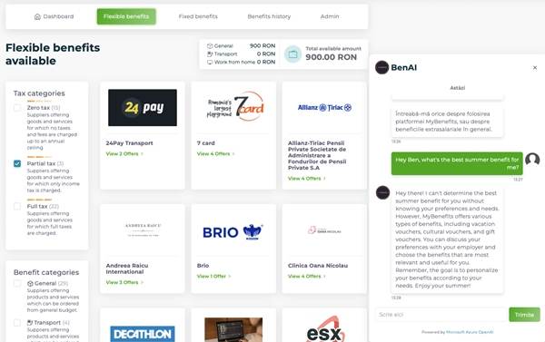 MyBenefits lansează asistentul inteligent BenAI bazat pe inteligenţă artificială