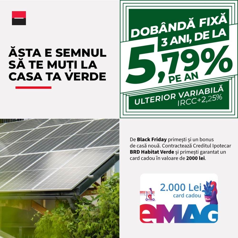 BRD: Oferte de Black Friday la creditele de consum şi ipotecare