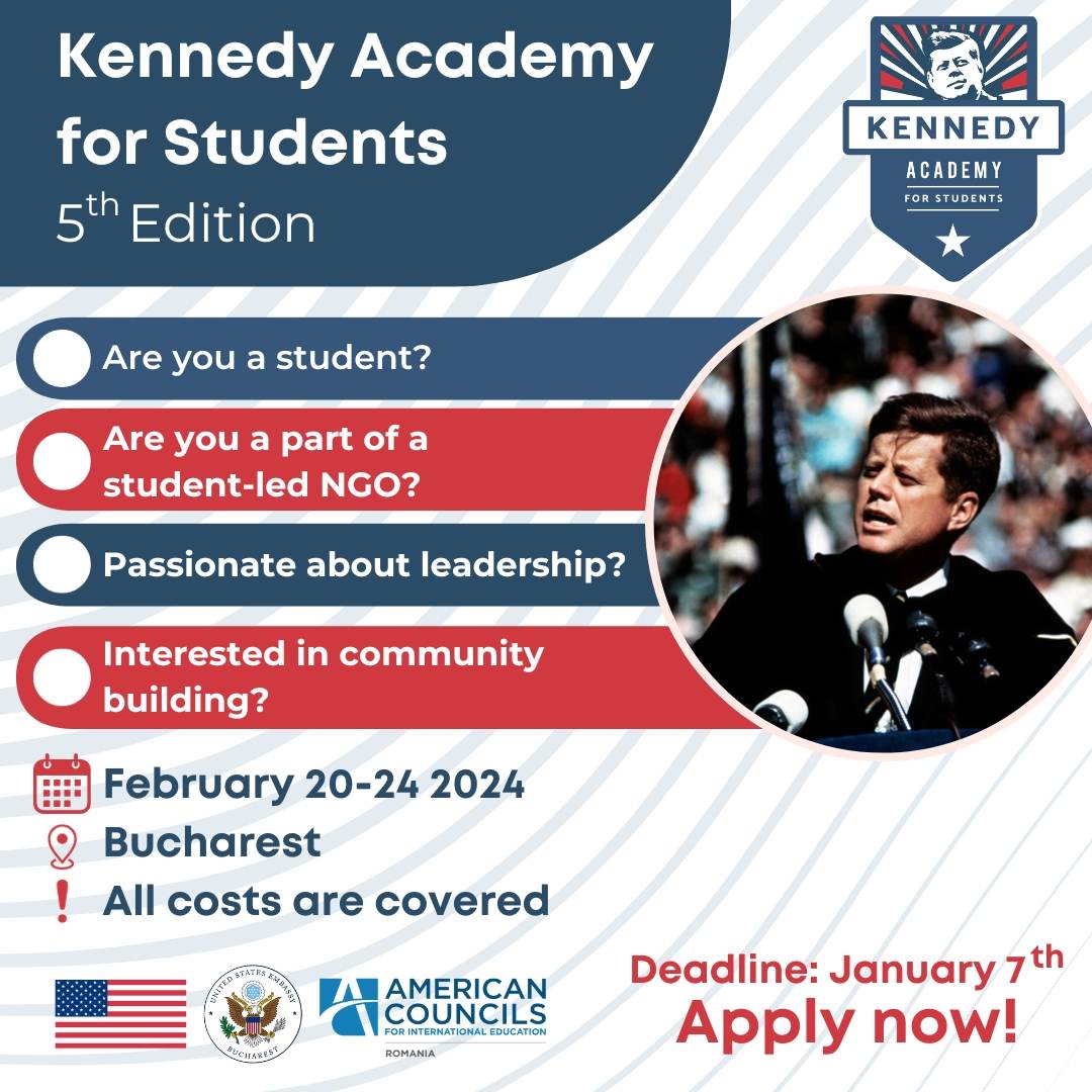 American Councils for International Education anunţă deschiderea competiţiei pentru cea de-a cincea ediţie a Kennedy Academy for Students