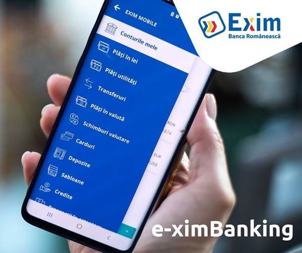 Exim Banca Românească a lansat aplicaţia de mobile banking e-ximBanking