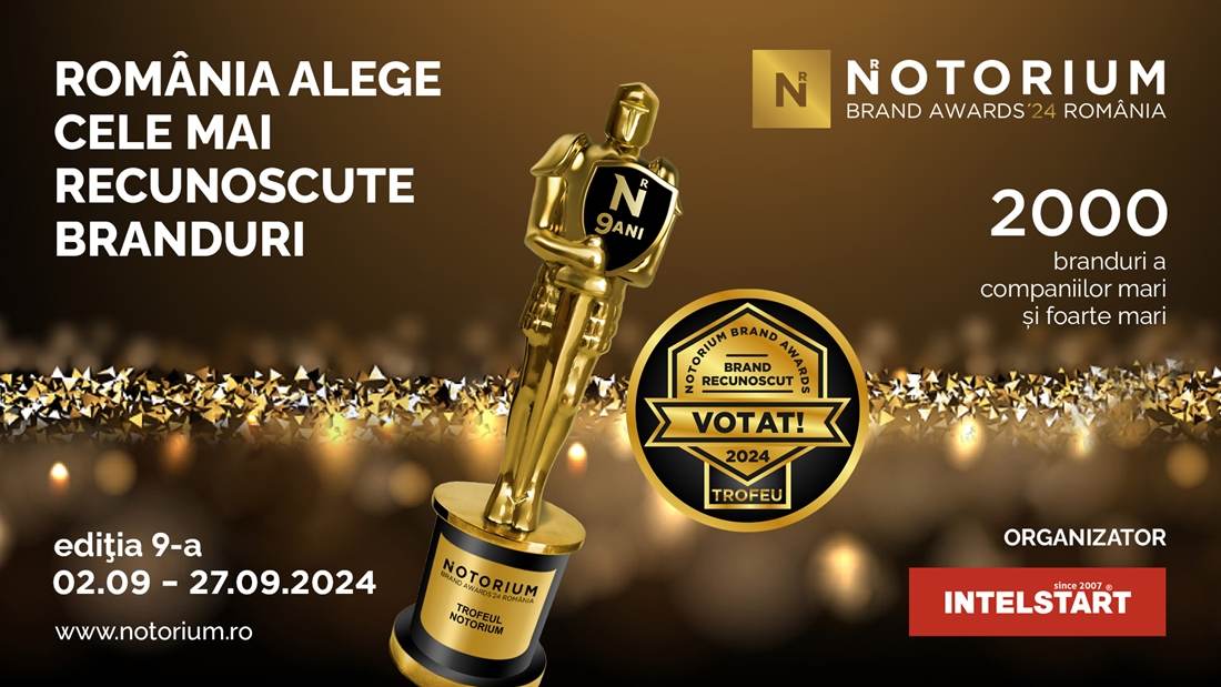 Intelstart organizează Notorium Brand Awards România 2024 
