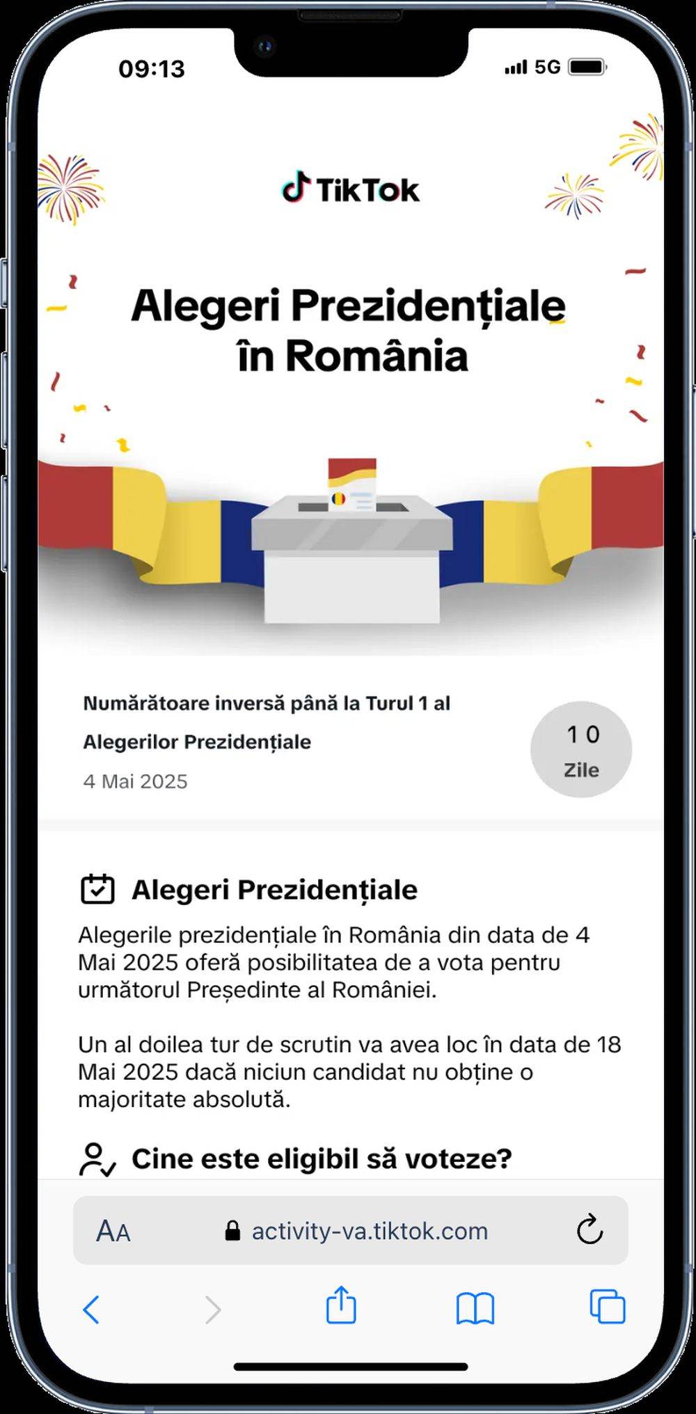 Măsurile TikTok pentru a proteja integritatea platformei pe parcursul alegerilor din România