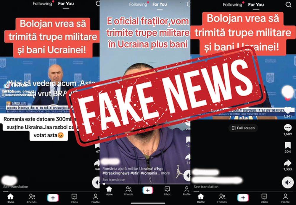 MApN demontează o dezinformare difuzată pe TikTok privind trimiterea de trupe române în Ucraina