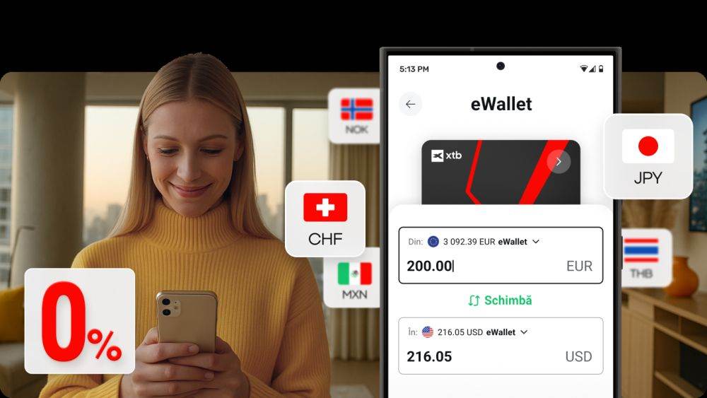 XTB transformă eWallet-ul într-un instrument financiar multivalutar complex, ideal pentru plăţile zilnice şi pentru vacanţele în străinătate