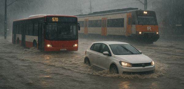 Ploi torenţiale în Catalonia şi haos în transporturi