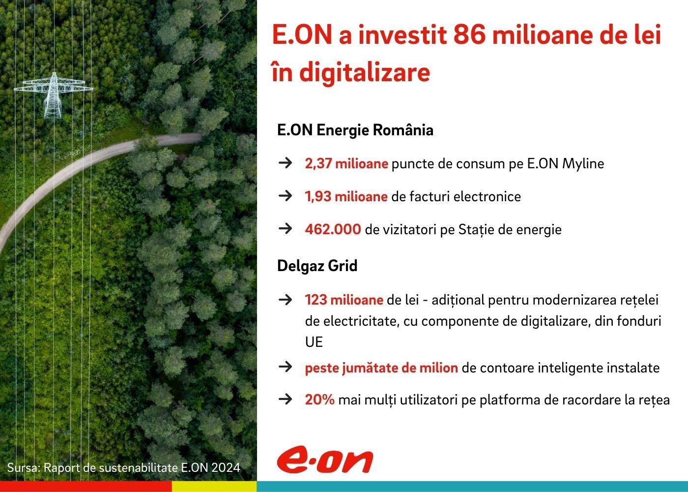 E.ON a investit 86 milioane de lei în dezvoltarea reţelelor inteligente şi a platformelor online dedicate clienţilor
