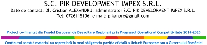 "Consolidarea poziţiei pe piaţă a Pik Development Impex SRL prin investiţii durabile"