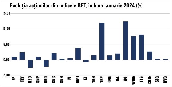 Creşteri uşoare pentru indici, în prima lună a anului