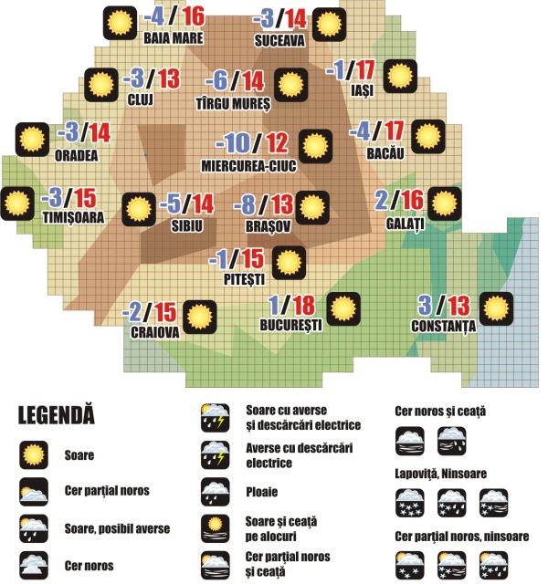 Prognoza meteo (21-22 martie 2025)