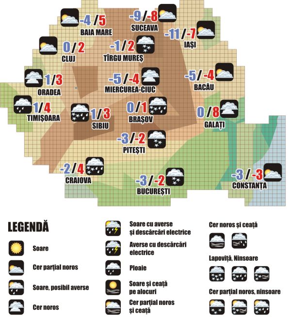 Prognoza meteo (16.01. - 17.01.2026)