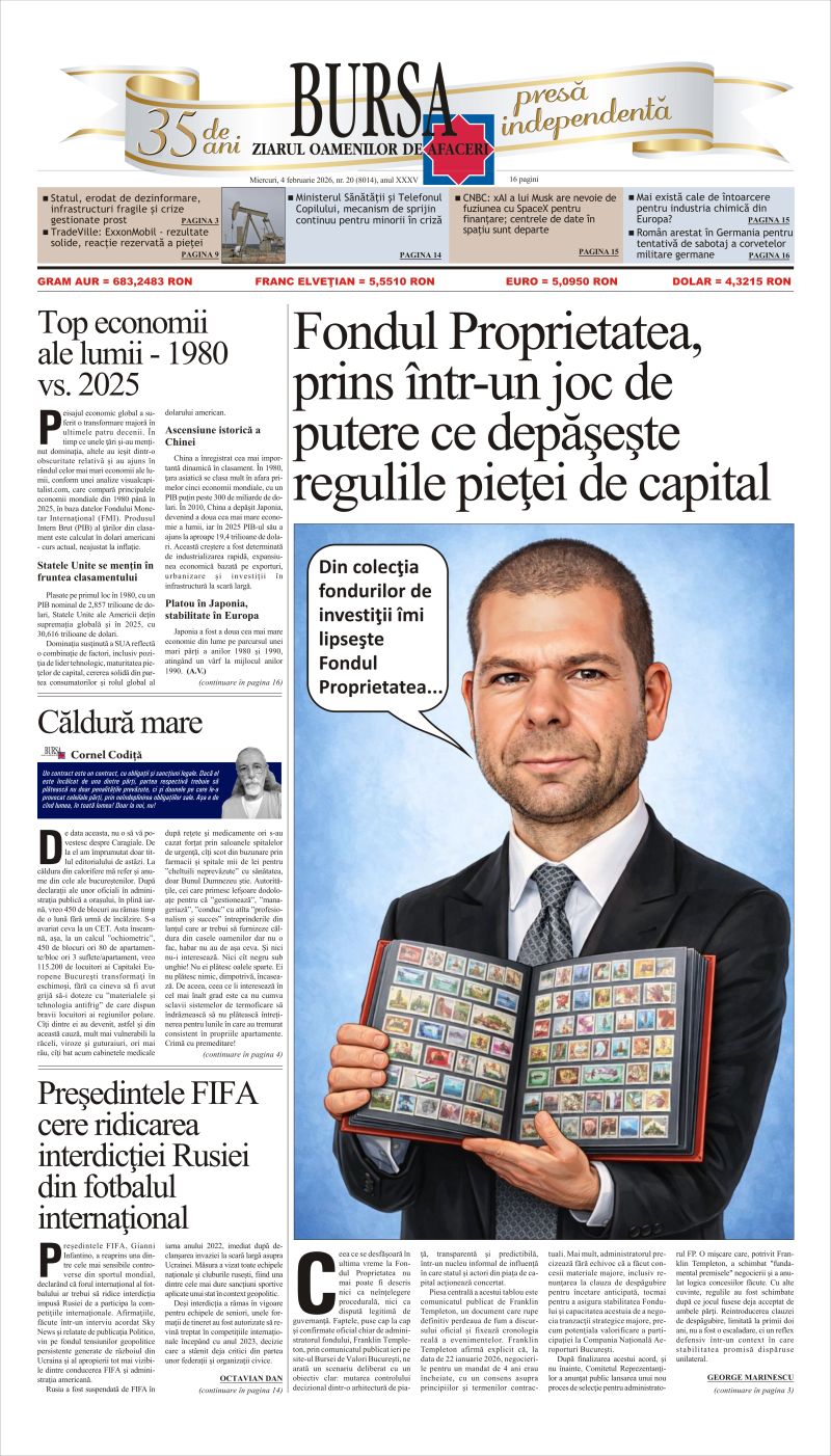 Citeşte aici articolele din acestă ediţie Ediţia din 04.02.2026